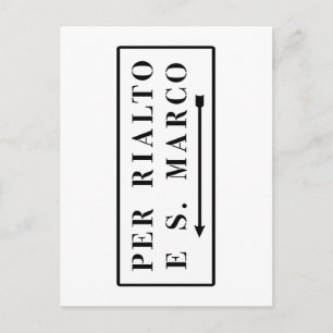 Carte Postale Per Rialto e S. Panneau de rue italien Marco, Veni