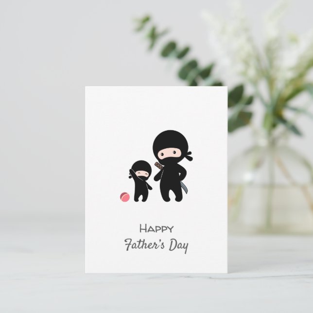 Carte postale père et enfant Ninja (Debout devant)