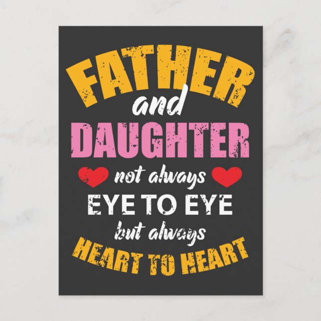 Carte Postale Père et fille amour - Papa et enfants cadeau (Devant)