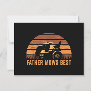 Carte Postale Père Mows Meilleur soin de pelouse Papa Mowing Gar