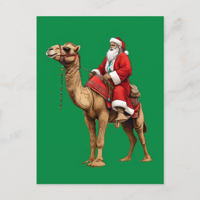 Carte Postale Père Noël à cheval sur un Camel (Devant)