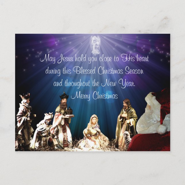 Carte Postale père Noël à la Nativité (Devant)