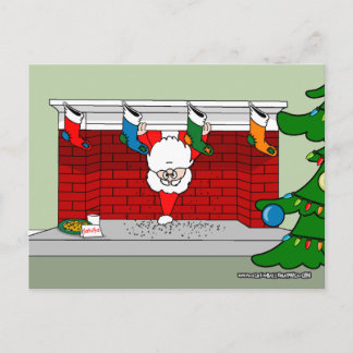 Carte Postale Père Noël à la traîne