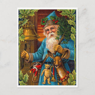 Carte Postale Père Noël apportant des jouets à Noël, vintage