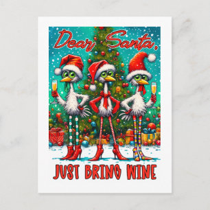 Carte Postale Père Noël Apporte Juste du Vin 