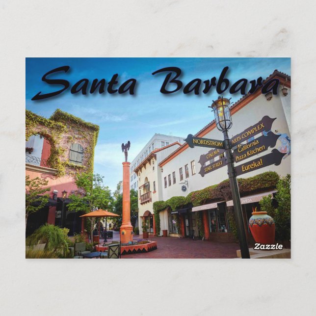 Carte postale père Noël Barbara California (Dos)