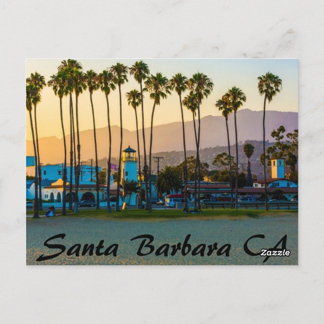 Carte Postale père Noël BARBARA CALIFORNIA SUR LA PLAGE (Dos)