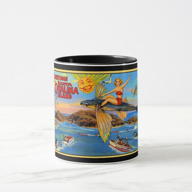 Carte postale père Noël Catalina Island Café Mug (Centre)