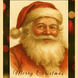 Carte Postale Père Noël Classique Vintage Joyeux Noël 
