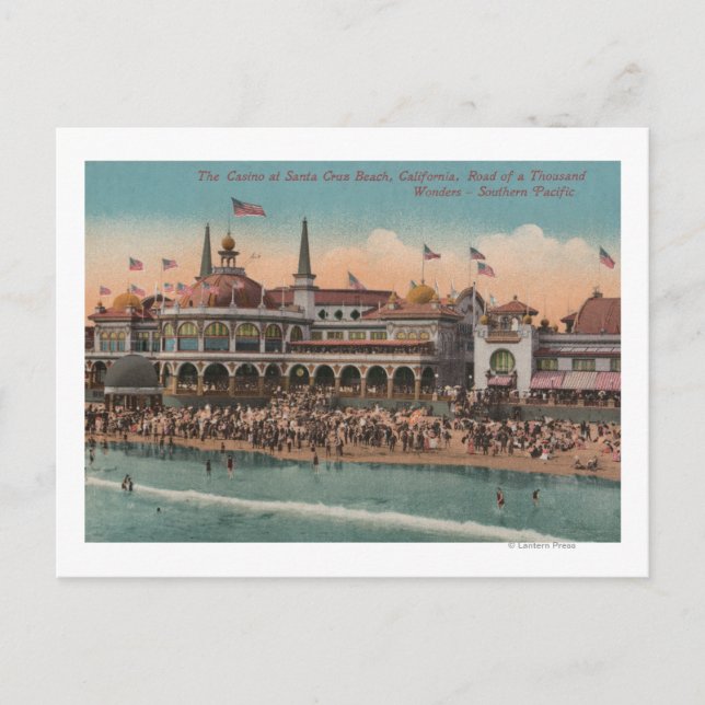 Carte Postale Père Noël Cruz, CA - Casino et Père Noël Cruz Beac (Devant)