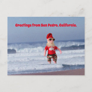 Carte postale - Père Noël dans les vagues