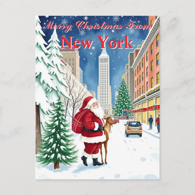 Carte Postale Père Noël de Noël à New York dans Manhattan (Devant)