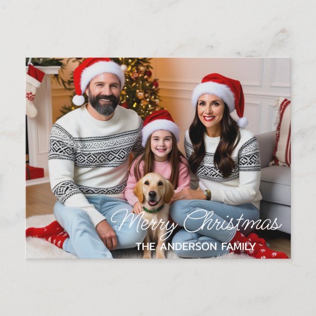 Carte Postale Père Noël de Noël de famille avec cadeaux Photo pe (Devant)