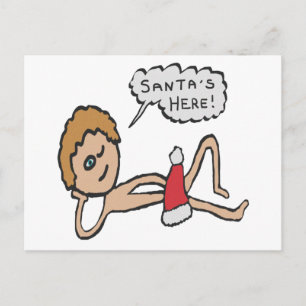 Carte Postale Père Noël drôle ici Humour de Noël