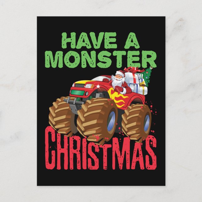 Carte Postale Père Noël équitation Monster Truck Avoir Monster N (Devant)