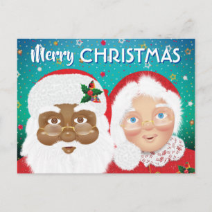Carte Postale Père Noël et Mme Claus Fêtes de Noël