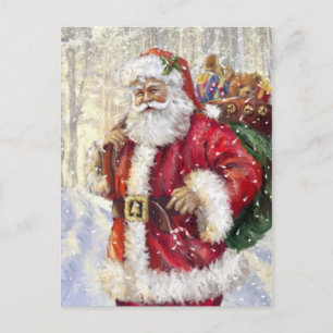 Carte Postale Père Noël et sa hotte