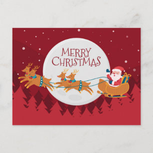 Carte Postale Père Noël et Sleigh