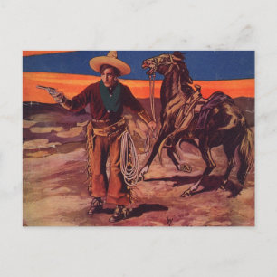 Carte Postale père Noël Fe Cowboy