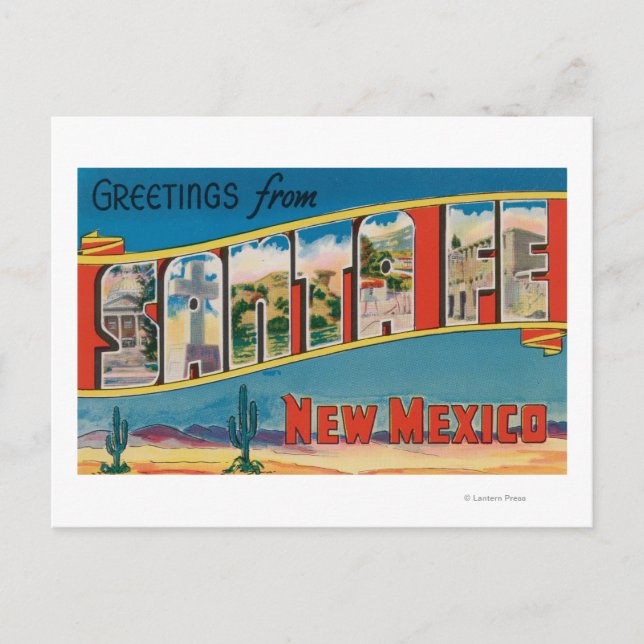 Carte Postale Père Noël Fe, Nouveau-Mexique - Grandes Lettres Sc (Devant)