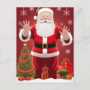 Carte Postale Père Noël festif avec sapin de Noël