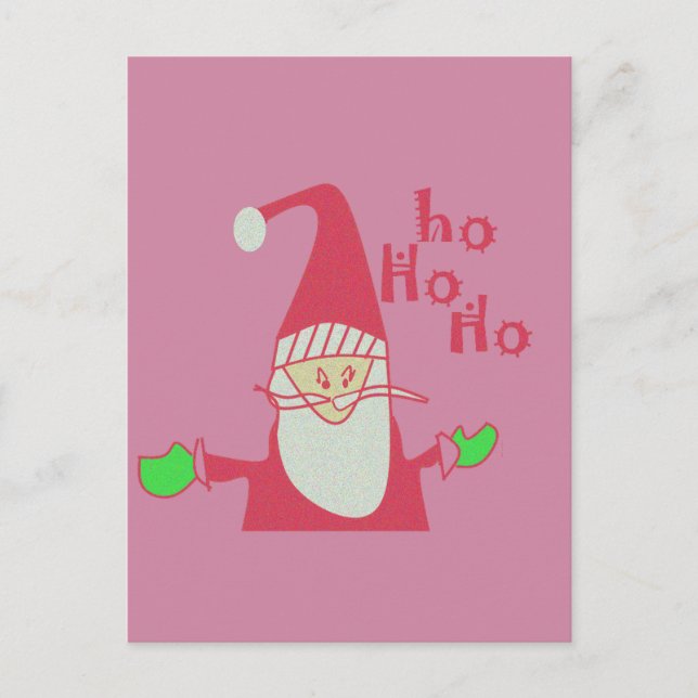 Carte Postale Père Noël humoristique avec Ho Ho Ho Festive (Devant)