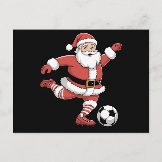 Carte Postale Père Noël joue au football Sports de Noël (Devant)