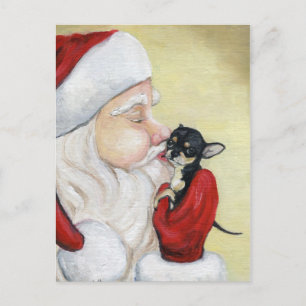 Carte postale "Père Noël Kiss for Chihuahua"