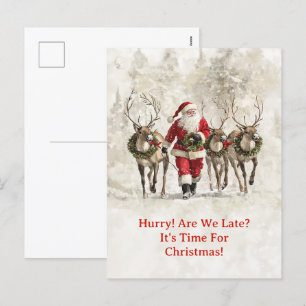 Carte postale père Noël Late Christmas