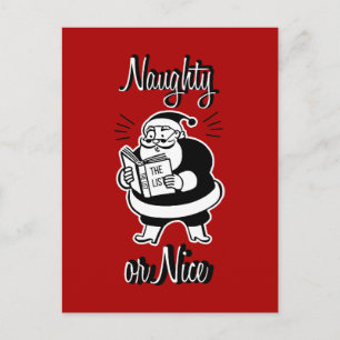 Carte postale père Noël List Naughty ou Nice Chris