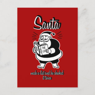 Carte postale père Noël List Naughty ou Nice Chris