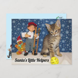 Carte Postale Père Noël Little Helpers - Chat & Elf