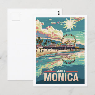 Carte Postale Père Noël Monica Calfornia Célèbre Vintage voyage 
