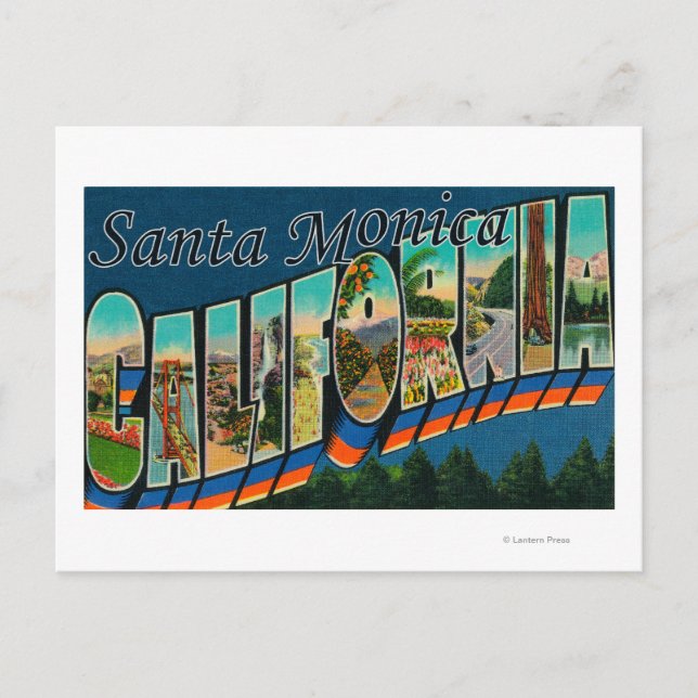 Carte Postale Père Noël Monica, Californie - Scènes de grandes l (Devant)