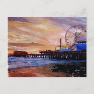Carte Postale père Noël Monica Pier Au coucher Du Soleil