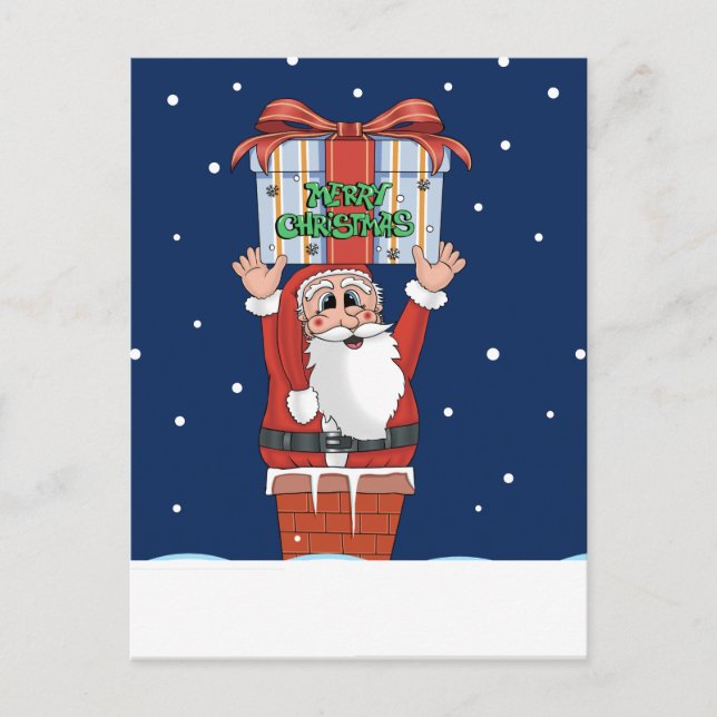 Carte Postale Père Noël Neige d'hiver (Devant)