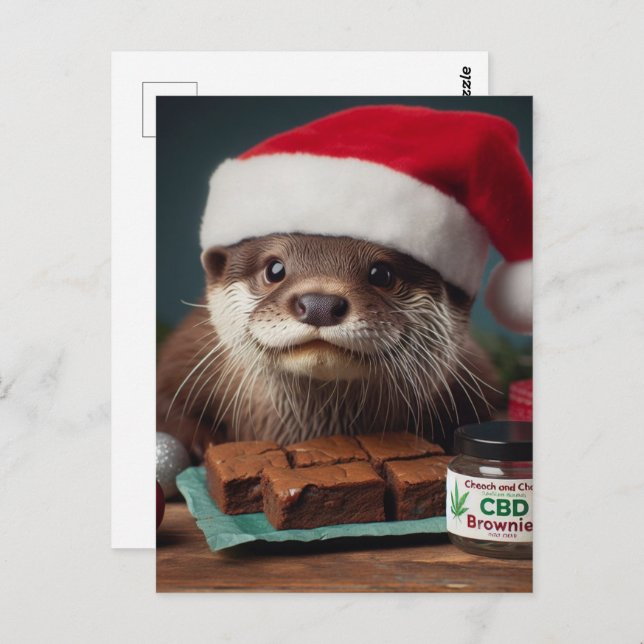 Carte Postale Père Noël Otter CBD Brownies (Devant / Derrière)