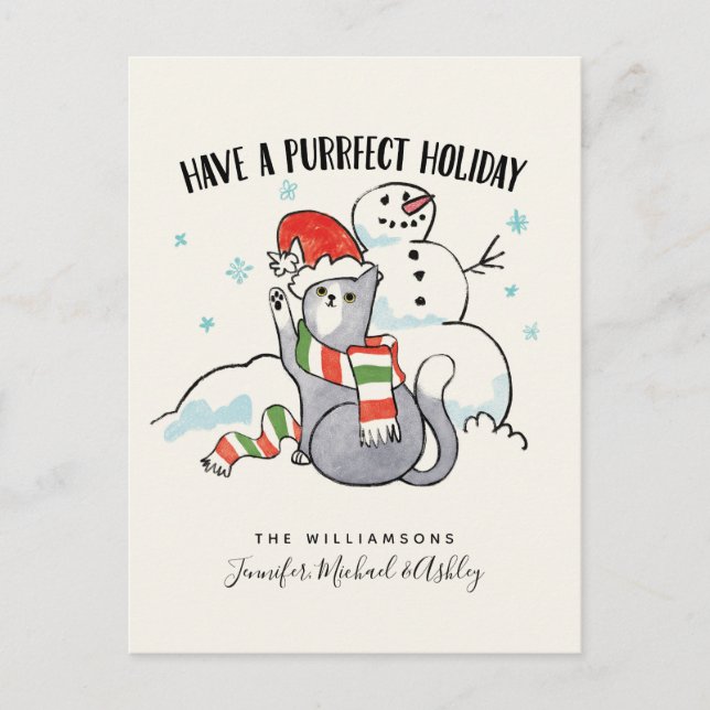 Carte Postale Père Noël Paws | Avoir Des Vacances Purifiées (Devant)