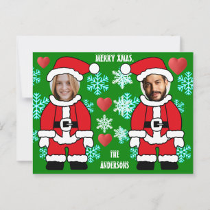 Carte Postale Père Noël personnalisée face à face de Noël