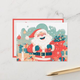 Carte Postale Père Noël préparant les cadeaux de Noël