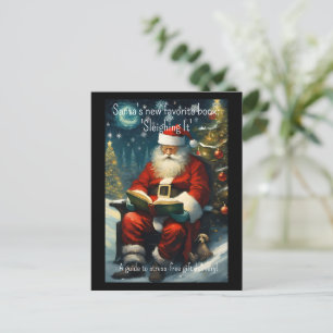 Carte Postale Père Noël Reading Book Drôle Citation Noël