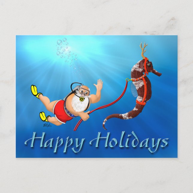 Carte postale Père Noël & Seahorse (Devant)