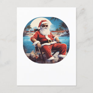 Carte Postale Père Noël sur la plage Fêtes d'été Noël