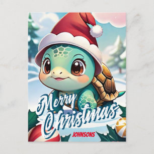 Carte Postale Père Noël Turtle Joyeux Noël Nom Salutation