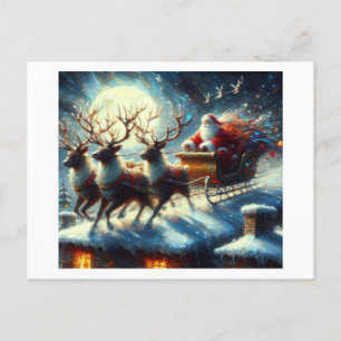 Carte Postale Père Noël Venant à Town,