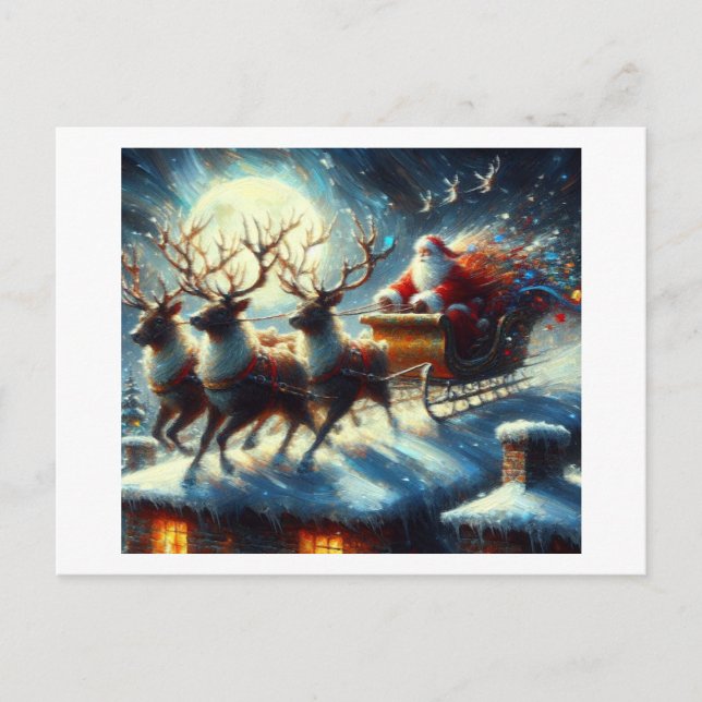 Carte Postale Père Noël Venant à Town, (Devant)