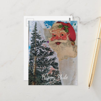 Carte Postale Père Noël vintage Collage mixte Joyeux Yule