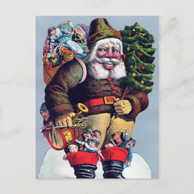 Carte postale Père Noël Vintage déplaisante (Devant)