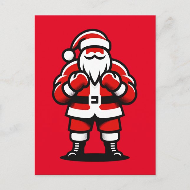 Carte Postale Père Noël's Festive Fight Night - Funny Holiday Bo (Devant)