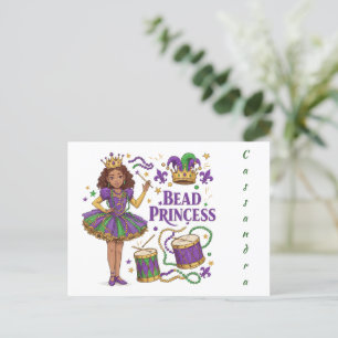 Carte Postale Perle de texte personnalisée Princesse - Mardi Gra